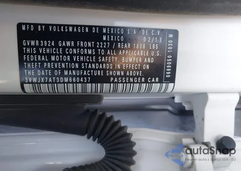 2013 Volkswagen Beetle из США, поврежденный, VIN 3VWJX7AT3DM660437